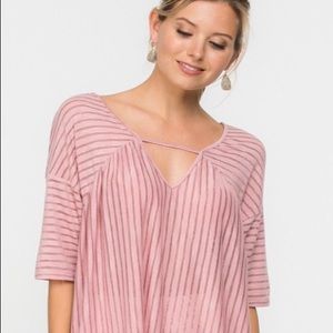 SOLD OUT!!! Mauve Striped String Short Sleeve